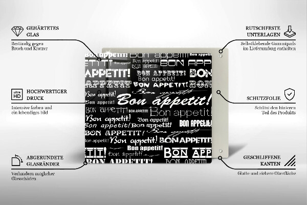 Steklena podloga za rezanje Bon appetit