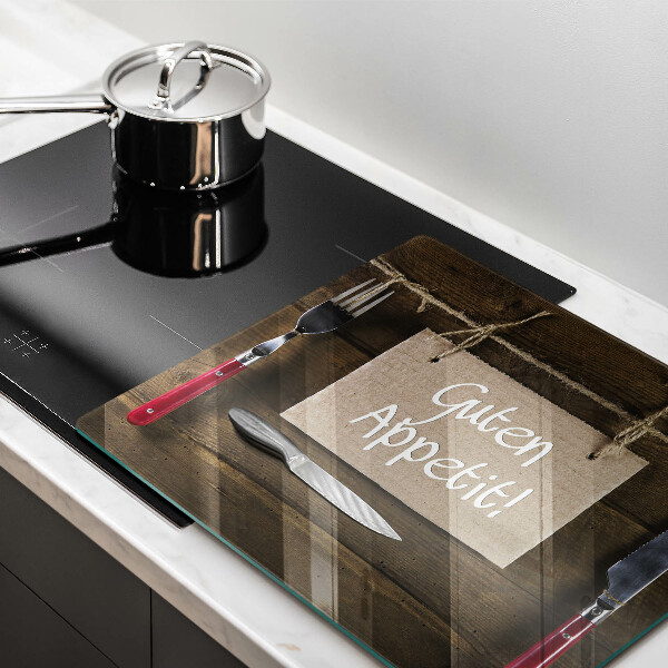 Steklena podloga za rezanje Napis Guten Apetit na deskah