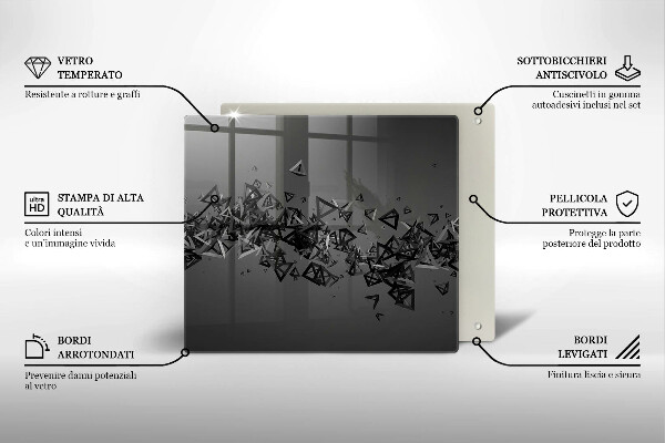 Steklena podloga za rezanje Abstraktne 3D oblike