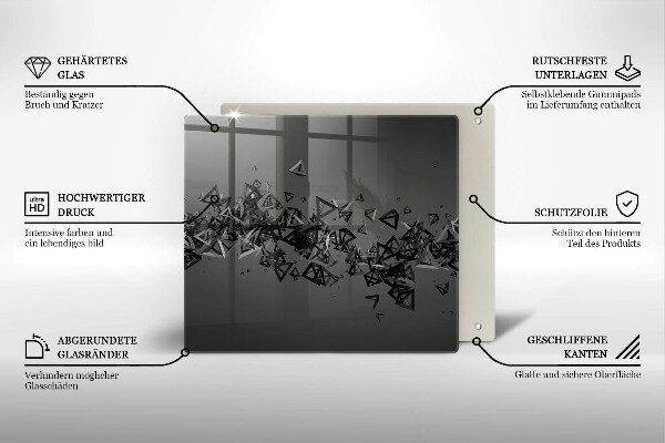 Steklena podloga za rezanje Abstraktne 3D oblike
