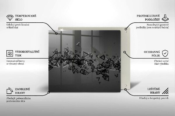 Steklena podloga za rezanje Abstraktne 3D oblike