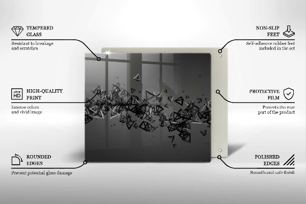 Steklena podloga za rezanje Abstraktne 3D oblike