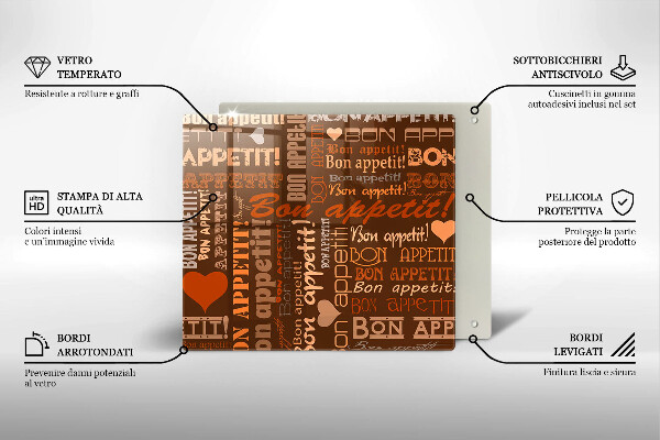 Steklena podloga za rezanje Bon appetit podnapisi