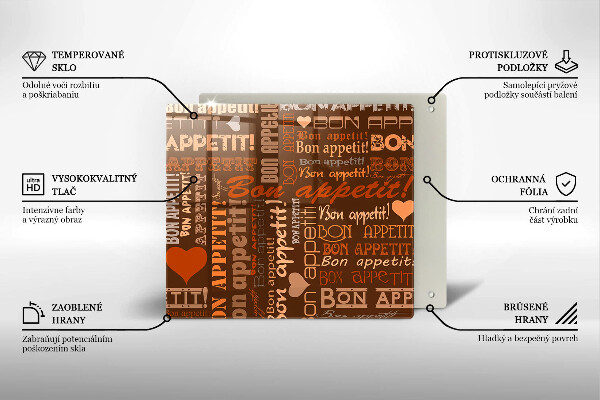 Steklena podloga za rezanje Bon appetit podnapisi