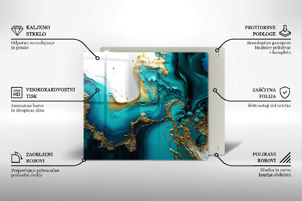 Steklena podloga za rezanje Turkizna abstrakcija