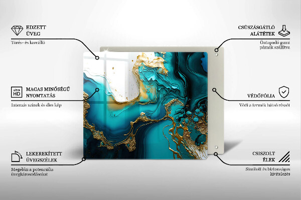 Steklena podloga za rezanje Turkizna abstrakcija