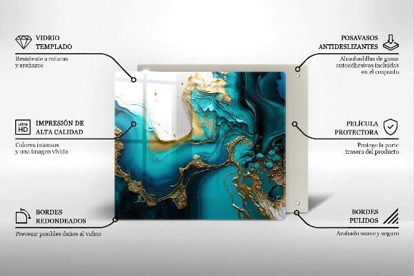 Steklena podloga za rezanje Turkizna abstrakcija
