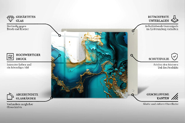 Steklena podloga za rezanje Turkizna abstrakcija