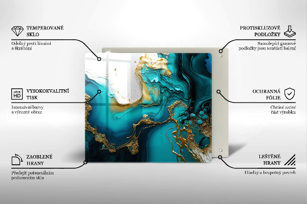 Steklena podloga za rezanje Turkizna abstrakcija