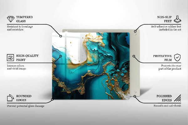Steklena podloga za rezanje Turkizna abstrakcija