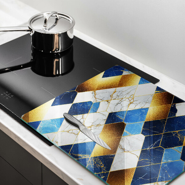 Steklena podloga za rezanje Zlati marmorni rombi