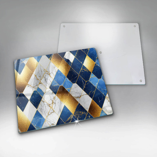 Steklena podloga za rezanje Zlati marmorni rombi