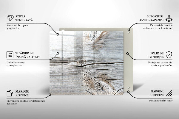 Steklena podloga za rezanje Svetla lesena struktura