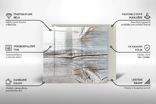 Steklena podloga za rezanje Svetla lesena struktura