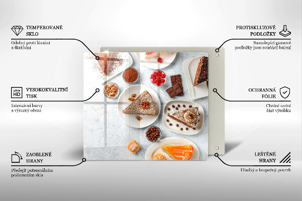 Steklena podloga za rezanje Sladkost torte