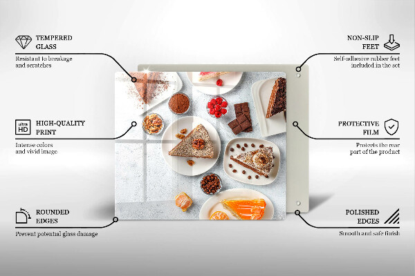 Steklena podloga za rezanje Sladkost torte