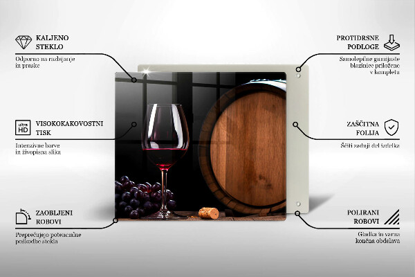 Steklena podloga za rezanje Kozarec za vino v sodu
