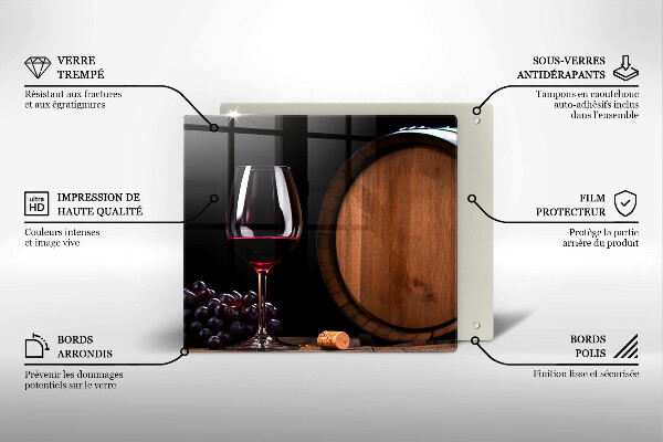 Steklena podloga za rezanje Kozarec za vino v sodu