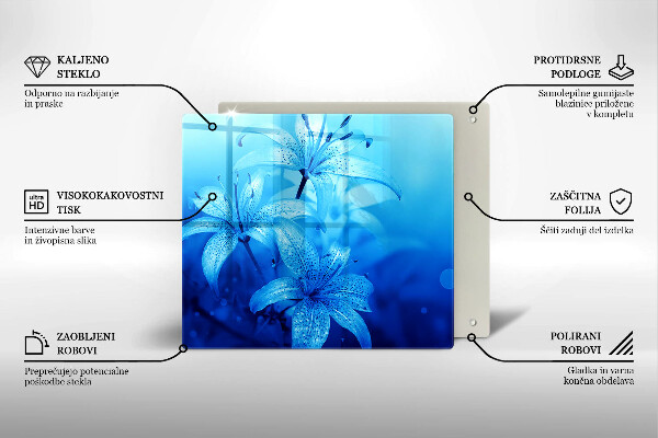 Steklena podloga za rezanje Modre rože