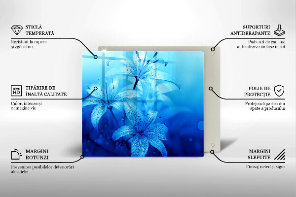 Steklena podloga za rezanje Modre rože