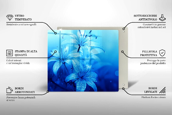 Steklena podloga za rezanje Modre rože