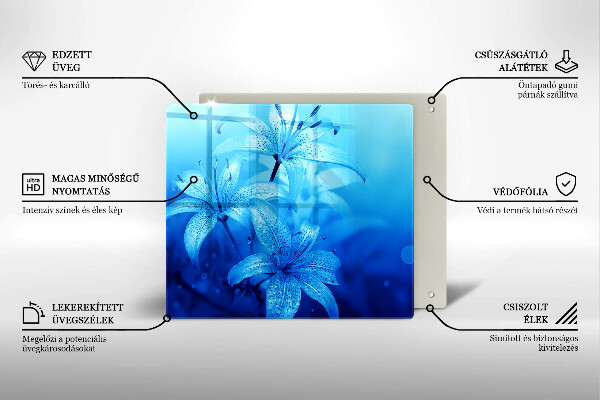 Steklena podloga za rezanje Modre rože