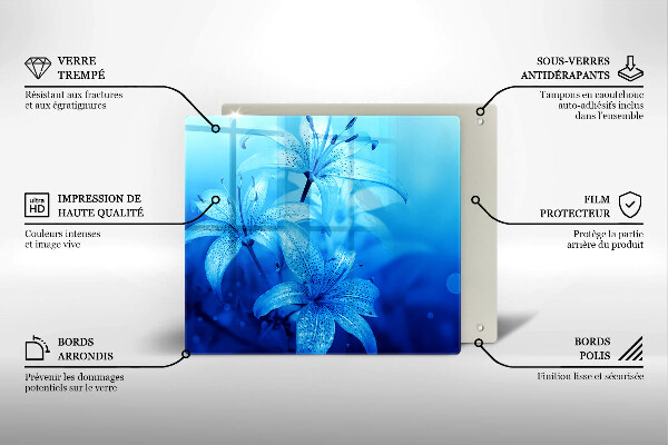 Steklena podloga za rezanje Modre rože
