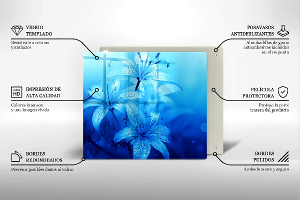 Steklena podloga za rezanje Modre rože