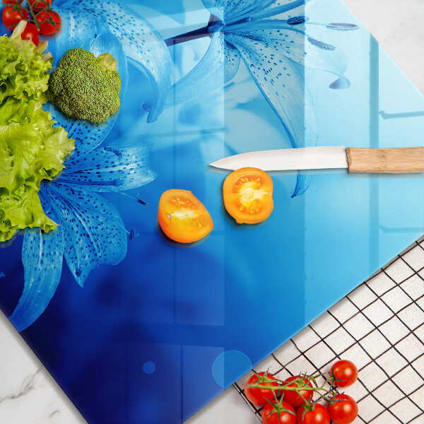 Steklena podloga za rezanje Modre rože