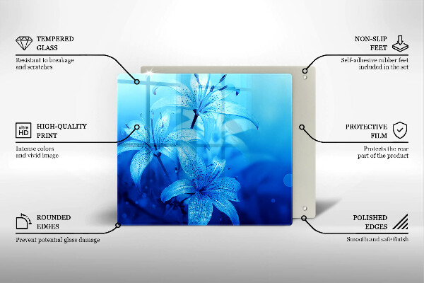 Steklena podloga za rezanje Modre rože