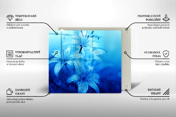 Steklena podloga za rezanje Modre rože