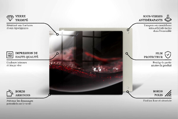 Steklena podloga za rezanje Rdeče vino v kozarcu