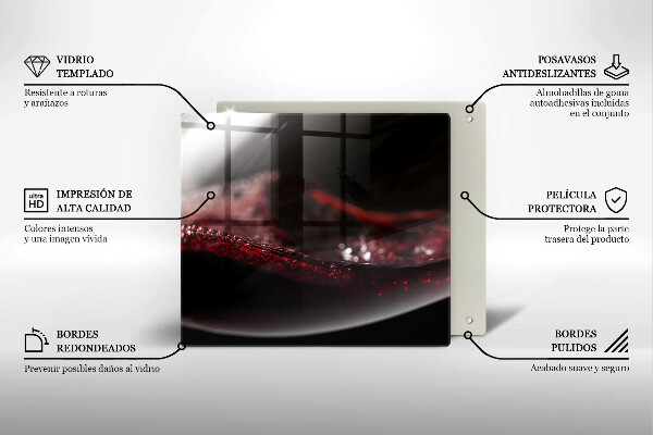 Steklena podloga za rezanje Rdeče vino v kozarcu