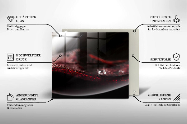 Steklena podloga za rezanje Rdeče vino v kozarcu