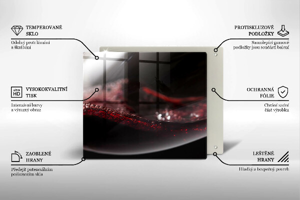Steklena podloga za rezanje Rdeče vino v kozarcu
