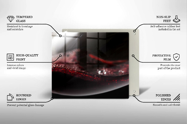 Steklena podloga za rezanje Rdeče vino v kozarcu