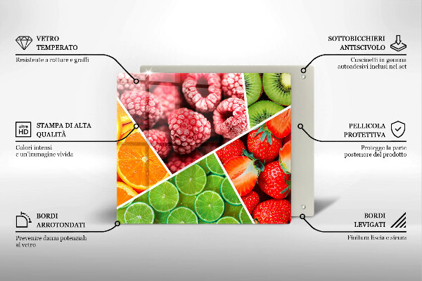 Steklena podloga za rezanje Pisano sadje