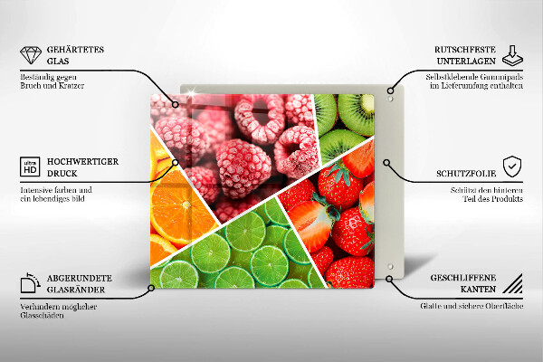 Steklena podloga za rezanje Pisano sadje
