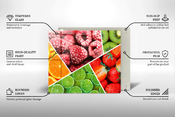 Steklena podloga za rezanje Pisano sadje