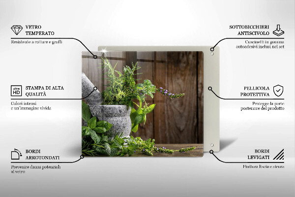 Steklena podloga za rezanje Zelena zelišča
