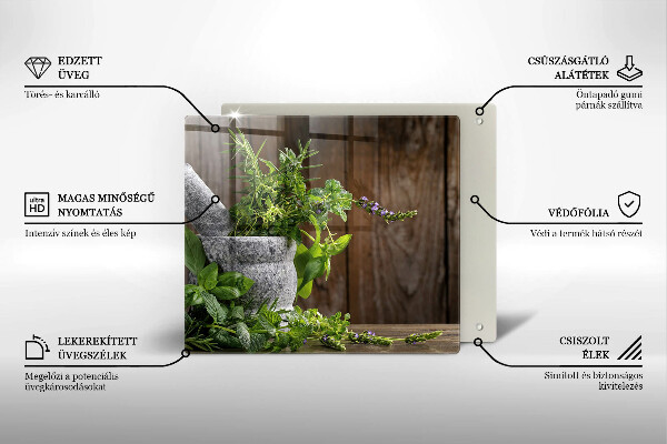 Steklena podloga za rezanje Zelena zelišča