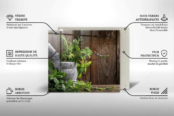 Steklena podloga za rezanje Zelena zelišča