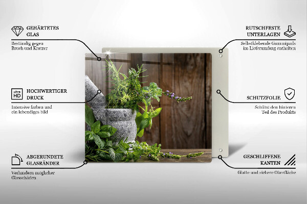 Steklena podloga za rezanje Zelena zelišča