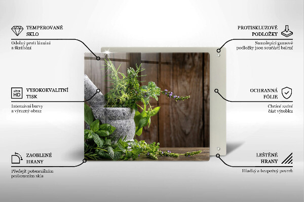 Steklena podloga za rezanje Zelena zelišča