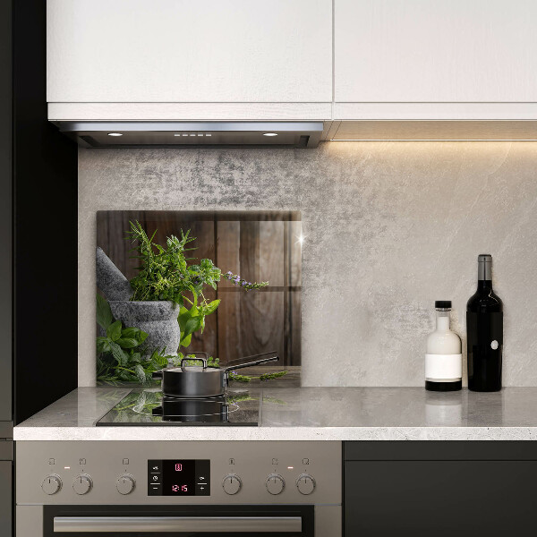 Steklena podloga za rezanje Zelena zelišča