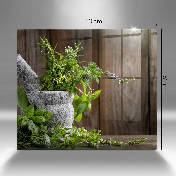 Steklena podloga za rezanje Zelena zelišča