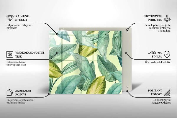 Steklena podloga za rezanje Zeleni tropski listi