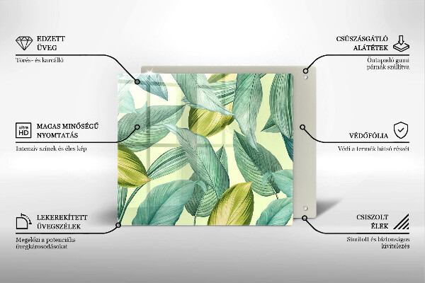 Steklena podloga za rezanje Zeleni tropski listi