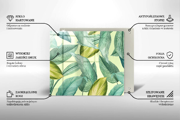 Steklena podloga za rezanje Zeleni tropski listi
