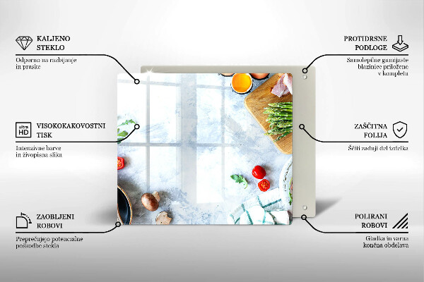 Steklena podloga za rezanje Sestavine v kuhinji